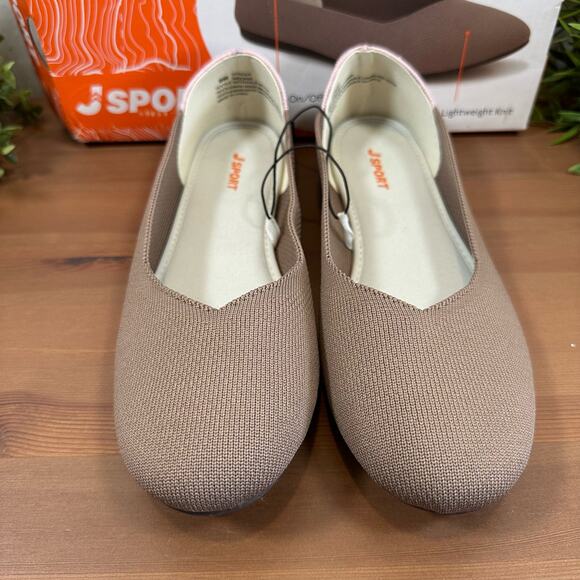 J Sport Women's Doreen Taupe Knit Flats Size 10 - Picture 3 of 7